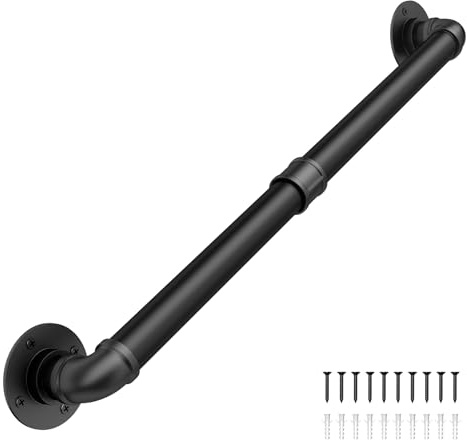 Abiglifty 3FT Pipe Handrail, Hand Rails for Indoor Stairs, Stair Railing Indoor, Grab Bars for Wall, Outdoor Handrails for Exterior Steps, Elderly Safety Handle for Stairs Porch Bathroom (Black,90cm)