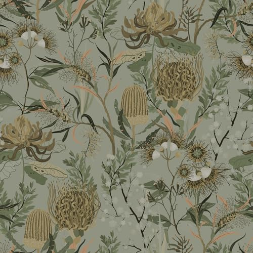 CRE8TIVE gröna blad tapet självhäftande tropisk tapet grön självhäftande film 30,5 x 300 cm möbelfolie avtagbar självhäftande film blommor vintage vattentät film för möbler kök sovrum vägg skåp