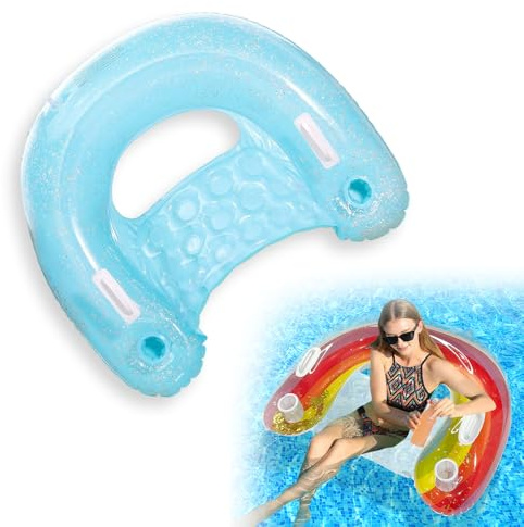 Inflatable Pool Chair, 2025 New Water Hammock Inflatable Lounger for Adults, Portable Pool Floats, Beach or Travel, Relaxing Floaties for Adults Swimming Pool Party Summer Water Fun (blue)