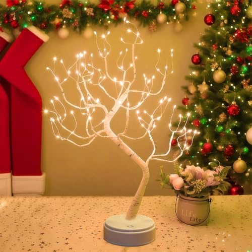 Arbol LED, 108 Leds Arbol Luces Led, Árbol Leds Decorativo, 8 Modos, Alimentado por Pilas/USB, Ramas Ajustables para Decoración del Hogar, Navidad, Fiestas, Año Nuevo, Pascua, Cumpleaños y Bodas