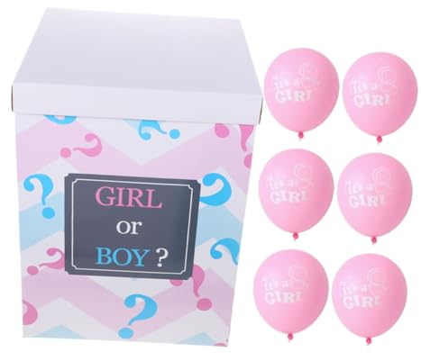 IMIKEYA Caja de Globos para Revelación de Género con Globos Rosas y Blancos Decoración para Shower Unisex Fácil de Montar Materiales Resistentes y Seguro para Bebés
