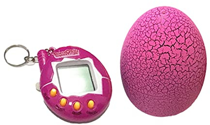 Luocute Jeu électronique Numérique pour Animaux de Compagnie, 4 Boutons de Fonction, étui en Forme D'œuf, Animal de Compagnie Virtuel Portable avec Options d'exercice d'alimentation, (Pink)