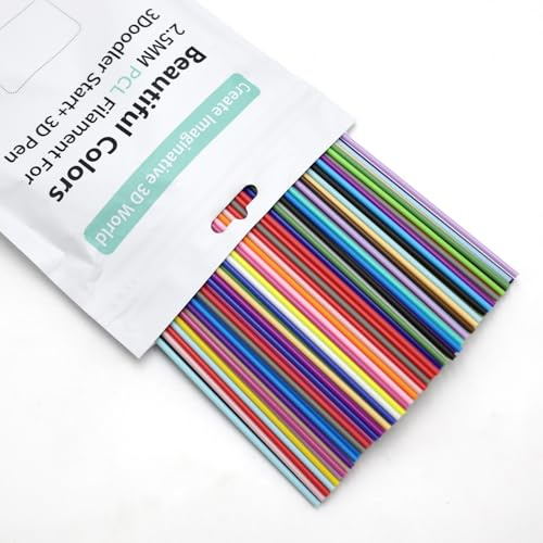 30 Colors 300PCS 3D Pen Filament Refill for 3doodler Start 3D Pen,2.5mm PCL Low Print Temperature Refills,Contains 5 Fluorescent Colors