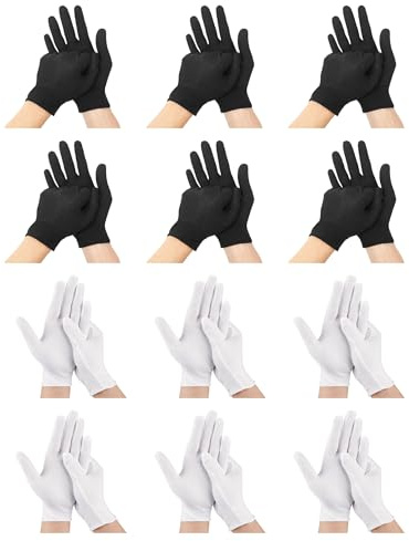 LOZTBUE 12 Paia di Guanti in Cotone, Guanti in Tessuto Morbido per Maschere per Le Mani per Mani Secche Idratanti Cosmetici Eczema, Mani Spa