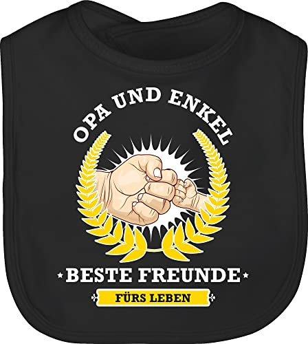Shirtracer Baby Lätzchen - Zur Geburt - Opa und Enkel - beste Freunde fürs Leben - Unisize - Schwarz - geschenke für babys born enkelkind latz buben babygeschenk pregnancy best friends geschenk