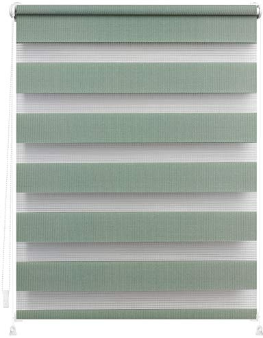 Lichtblick Doppelrollo ohne Bohren mit Verspannung, Trendfarben, stufenlos verstellbar, einfache Montage, für Fenster Salbei, 120 cm x 150 cm (B x L)
