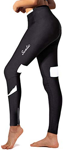 Santic Pantalon Cycliste Femme Hiver Longues Pantalon Velo Pantalon Cyclisme Rembourré Polaire Fleece Leggings de Vélo Collants de Cyclisme VTT Respirant