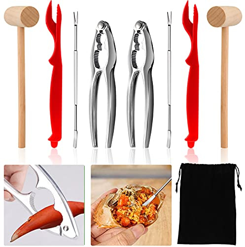9 pièces ensemble de craquelins aux fruits de mer, craquelins et outils de crabe, craquelins et fourchettes au homard, craquelins aux noix et piques avec sac de rangement pour outils de fruits de mer