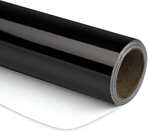 RUSPEPA Papier D'Emballage Métallique Noir - Mini Rouleau - Papier De Couleur Unie Parfait Pour Mariage, Anniversaire, Noël, Baby Shower - 44,5 cm X 10 m