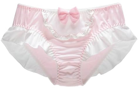 ZooChest Culotte mignonne en soie douce et respirante à volants pour femme - Culotte intégrale sans couture - Choix de couleurs M-XL, rose, XL