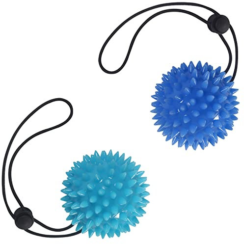 MYSUNBAR Entrenador de manos – Pelota de masaje para manos terapia, 2 juegos, pelota de masaje antiestrés (2 niveles), fortalecimiento de la mano, entrenamiento de dedos, alivia el estrés