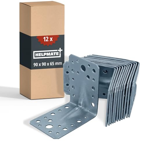 HELPMATE – Connettore angolare con cavo 90x90x65 mm, galvanizzato con galvanizzazione, blu passivato, connettori per legno, 12 pezzi