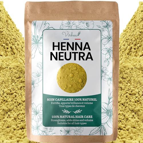 VIRHEA® Henna Neutra en Polvo 500g - Hena Incolora para el Cuidado del Pelo sin Tintes Químicos - Fortalecedor Capilar Suave y Neutro para Todo Tipo de Cabello y Cuero Cabelludo