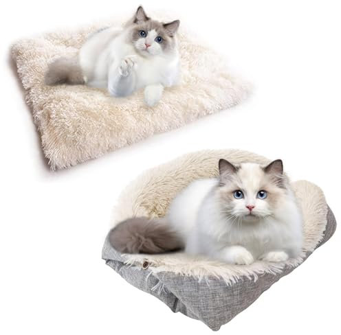 Jesdavan Katzenkissen Flauschig, Katzenbett Waschbar, Faltbar Welpenbett, Katzenschlafplatz, Haustierbett, Kissen für Katzen, Körbchen Katze Geeignet für kleine Katzen Hunde(60 x 50 cm)