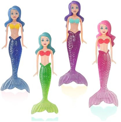 4Pcs Mermaid Diving Toys for Swimming Pool - Sinking Sinkers for Kids 7-12, Underwater Training Toys for Girls Boys Pool Games