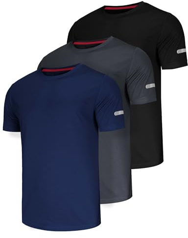 5 Pack T-Shirt Sportiva Maschile Traspirante Asciugatura Rapida Manica Corta Camicia Funzionale Corsa