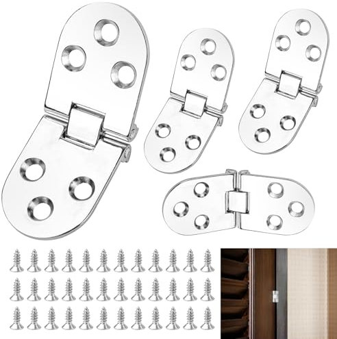 4 Stück Scharniere Klappbar,180 Grad Runde Klappscharnier,Edelstahl Scharniere,Mini MöBelscharnier Aufschraubscharnier für Tisch, Klapptisch, Garderobe, Holzkiste