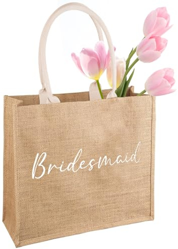 SwirlColor borsa, Minimalista e affidabile borsa juta le borse da sposa per la doccia nuziale del giorno di nozze, adatto per la spesa picnic spiaggia vacanze