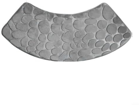 Corner Shower Mat, 30x60x100cm Soft and Absorbent Curved Shower Mat, Washable Sector Bath Mat for Bathroom Floor, Non Slip Bottom(Light gray)