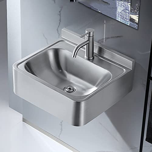 ZHANGYON Stainless Steel Washbasin, Wall-Mounted Corner Washbasin, Mini Triangle Sink with Drain for Bathrooms, Bars, Cafes, Save Space