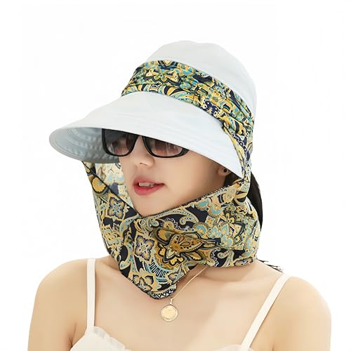 SDXCJY Chapeau de soleil 2 en 1 pliable pour femme, UPF 50+, pour l'extérieur, la plage, la pêche, avec fonction respirante à séchage rapide, gris, Taille unique