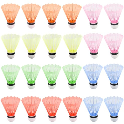 Lot de 24 balles de badminton : volants de badminton multicolores rapides, en plastique, jeu de badminton pour adultes et enfants, balles de badminton pour le sport, l'entraînement, les jeux