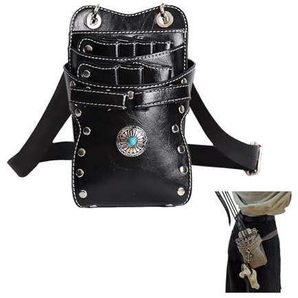 Merleu PU Leather Arrow Quiver Holder,7 Arrow Tubes Hip Quiver for Arrows with Adjustable Belt,Detachable Durable Arrow Quiver,Two Wearing Methods Waist Quiver Arrow Holder（Bag Only） (Black)