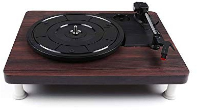 ZJFHEYUO Giradischi, Giradischi Vintage a 3 velocità, Lettore Vinile Bluetooth con Altoparlante Stereo Integrato, Funzione AM/FM e Uscita AUX-in e RCA, Legno Naturale