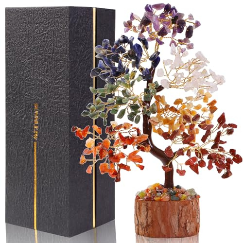 7 Chakra Crystal Tree of Life,Birthday Gifts for Women, Healing Crystal and Stones for Positive Energy,Gifts for Sister and Mom,House Warming Gift,Money Feng Shui Tree Decoration
