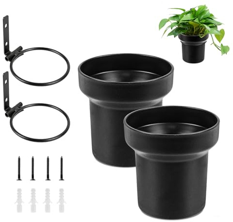 HA BIN Vasi da Parete per Piante con Supporti per Akustikpaneel – Set da 2 Piccoli Vasi PP Ø10×H10 cm per Parete, Balcone e Ufficio, Decorativi e Salvaspazio