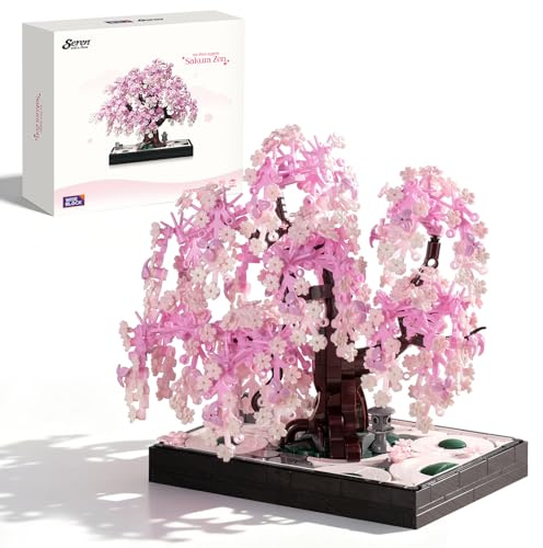 Wise Block Cherry Blossom Tree Building Block Set for Adult 900 Pcs Artificial Bonsai Tree Plants for Home Decor, Adult Ages 18