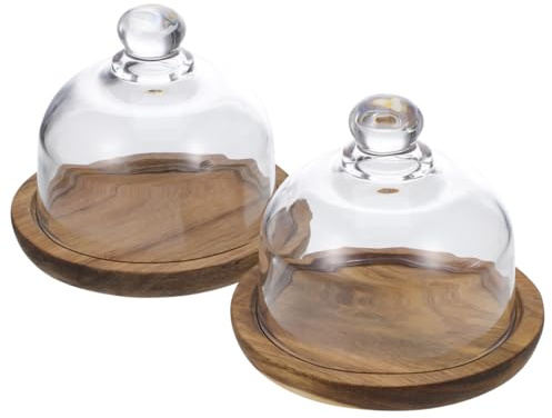 Yardwe 2Pcs Cake Stand with Lid Glass Cake Stand with Dome Display Butter Dish with Lid Food Foretaste Plate for Cakes Cookies Pastries and Fruit Home or Party Use