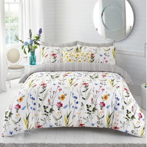 MK Home Textile King Size Duvet Cover Sets Premium Printed Reversible Floral Design Soft Brushed Microfibre Bedding Sets King Size with Pillowcases Easy Care Machine Washable (King, Lily Flower)
