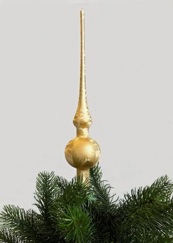Jack Christbaumspitze Thüringer Glas 28cm Spitze Mundgeblasen Eislack Glanz Matt, Farbe:Gold