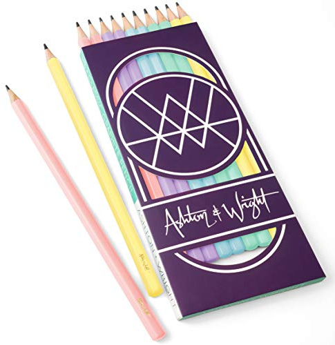 Ashton and Wright – klassiska HB grafitpennor – pastellfärgade tunnor – paket med 10