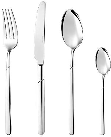 Cutlery Set 24 Piece,Cozy Zone Stainless Steel Tableware for 6, Modern Design, Sharp Knives and Rounded Spoons, Dishwasher Safe, Suitable for Dinner Parties and Everyday Use