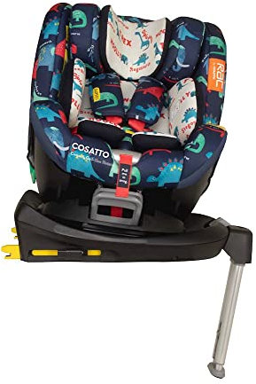 Cosatto Come & Go Rotate Kindersitz – 0-4 Jahre, Gruppe 0+/1, i-Size, ISOFIX, Seitenaufprallschutz, Anti Escape, Erweiterter Reboarder (D is For Dino)