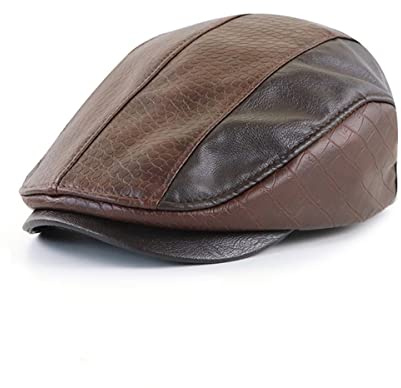 Mens Ivy Cap PU Leather Newsboy Hat Adjustable Beret Caps Classic Golf Flat Cap Gatsby Driving Fishing Hat