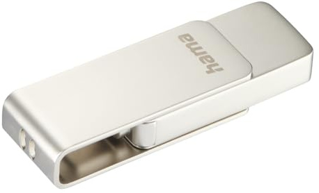 Hama Uni-C Rotate Pro USB 3.1 Flash Drive 32GB, Speed up to 70MB/s, Key with USB C Connector for PC/Mac - Silver