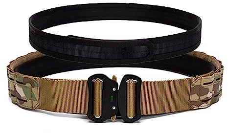 EMERSONGEARS Men's 2 Tactical MOLLE Belt with 1.75 Inner Loop Quick Release Metal Buckle Laser Cut Nylon Battle Duty Belt for Airsoft Multi-Camo Style L size