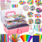Gutenguy Bastelset Kinder, 3000+Pcs Bastelkoffer Bastelbedarf Material Set, Große Bastelbox Geschenke für Mädchen Jungen3 4 5 6 7 8 9 10 11 12 Jahre-Rosa