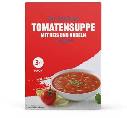 by Amazon Tomatensuppe mit Reis und Nudeln 3er-Pack, ergibt 3x750ml