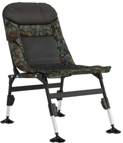 vidaXL Angelstuhl, Klappstuhl mit Verstellbaren Schlammbeinen Armlehnen, Klappbar Campingstuhl für Außenbereich, Karpfenstuhl, Tarnmuster