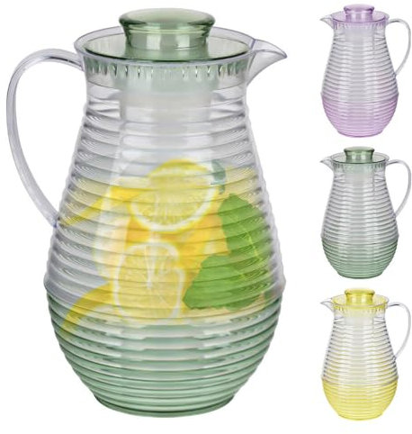 Murago - Krug mit Deckel ca. 2L Grün - Karaffe Kühlkaraffe Sommer Garten Pastell Mint BBQ Flaschen Tischdekoration Wasserkaraffe Wasserkrug mit Kühlfunktion Kunststoff