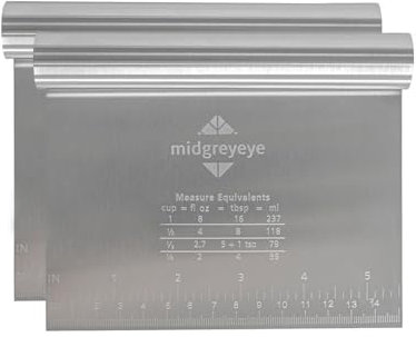 Midgreyeye 2 Taglia Impasto Con Scala Graduata In Acciaio Inox, Raschietto Per Pasta,tarocco Per Impasti Multiuso,Spatola/tagliapasta Per Torte, Pizza, Torte, Dough, Utensili Da Forno (15 * 12,5cm)