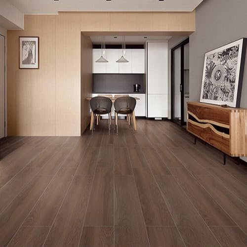 INMOZATA PVC Bodenbelag Selbstklebend 36Fliesen/ 91.5x15.2cm, 5.01m² Vinylboden Selbstklebend, Dicke 2mm Wasserdichte Bodenaufkleber für Küche Bad Haus Bodenfliese, Eiche geräuchert