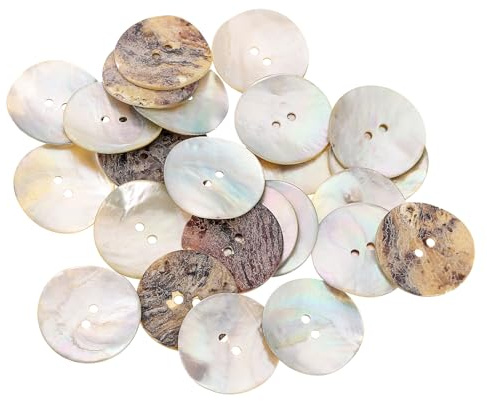 QUARKZMAN 25 Pz Pulsanti in Guscio Naturale, 2 Fori Pulsanti in Madreperla 30mm Pulsanti per Cucire Artigianato Pulsanti per Cucire per Camicia Fai da Te Decorazione, Marrone