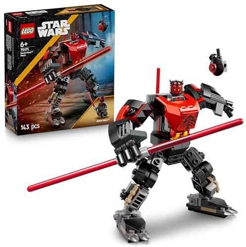 LEGO Star Wars: The Clone Wars Darth Maul Mech Building Toy for Boys, Girls, Fans and Fantasy Lovers Aged 6 Years Old Plus, Gift Idea for Kids, Includes a Large Double-Bladed Red Lightsaber 75411