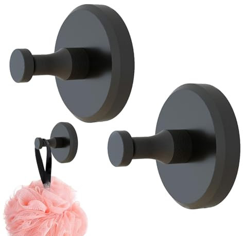 ZFRITP 2 pcs crochets à ventouse pour salle de bain,crochets à ventouse noirs,crochet salle de bain salle de bain serviette salle de bain Extra solides Ventouses.