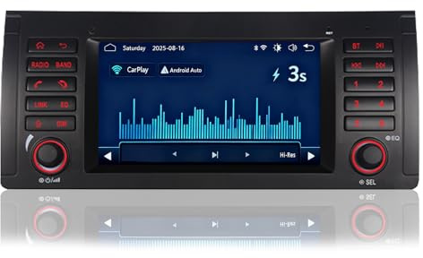 RYUIXPUL Autorradio para BMW E39 E53 M5 con CarPlay Inalámbrico Android Auto Sistema Linux Arranque Rápido Funcionamiento Fluido Bluetooth USB FM Am Pantalla Táctil IPS (BMW E39)